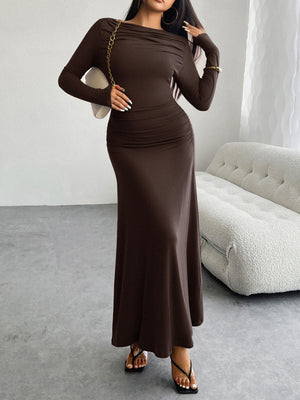 Liber Autumn Women's Solid Color Midi Dresses