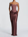 Satin Tie Ribbon Off-shoulder Sexy Strapless Bodycon Maxi Dress With Cinched Waist