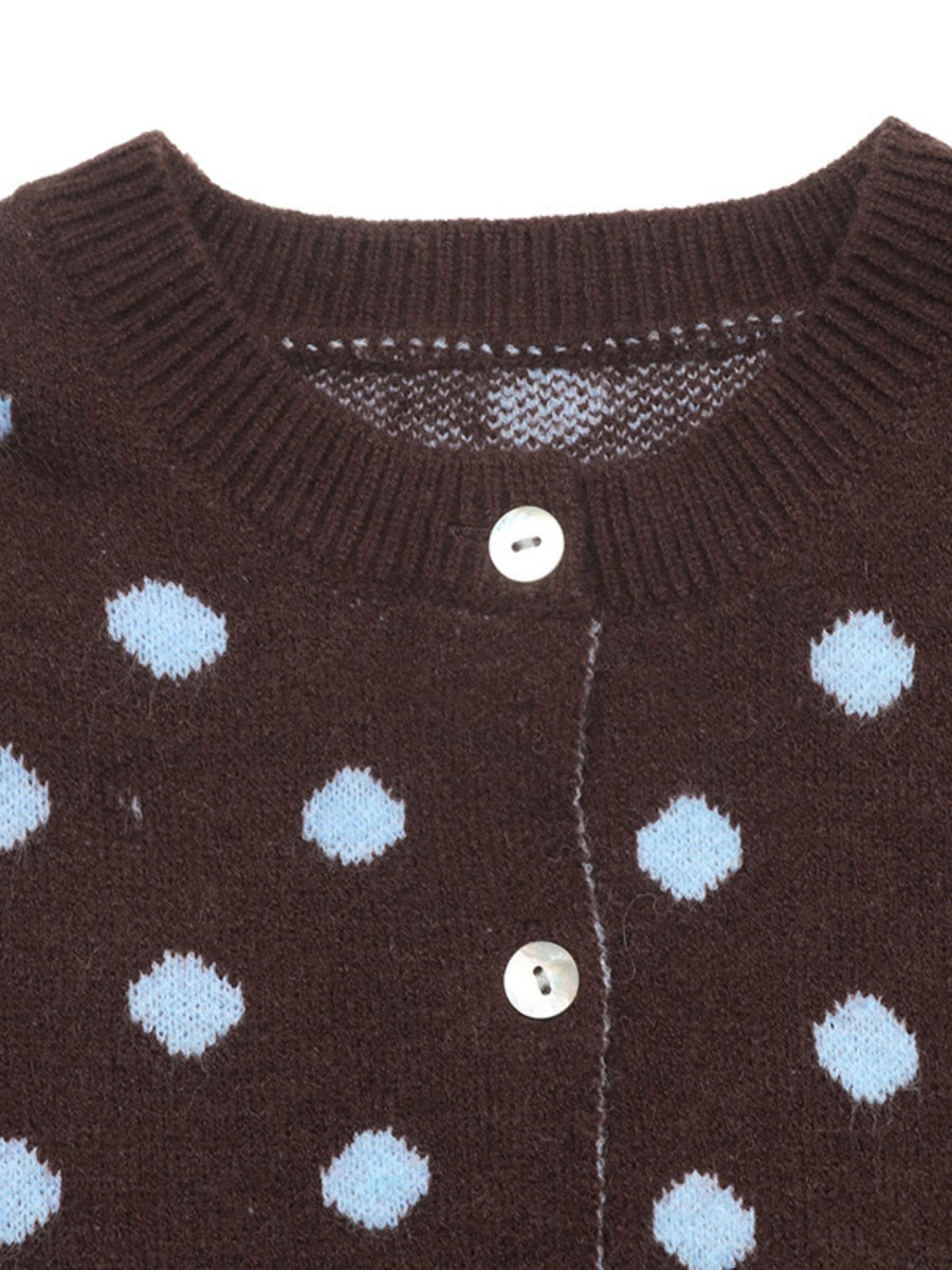 Long-sleeved Polka Dot Sweater Cardigan Cardigans