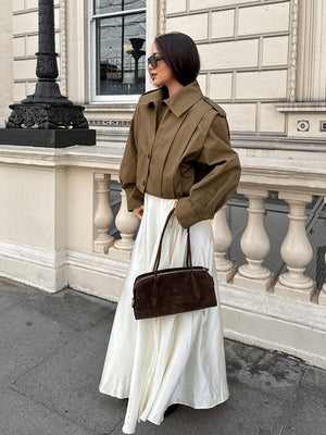 Liber Autumn Women's Buttons Solid Color Trench Coats