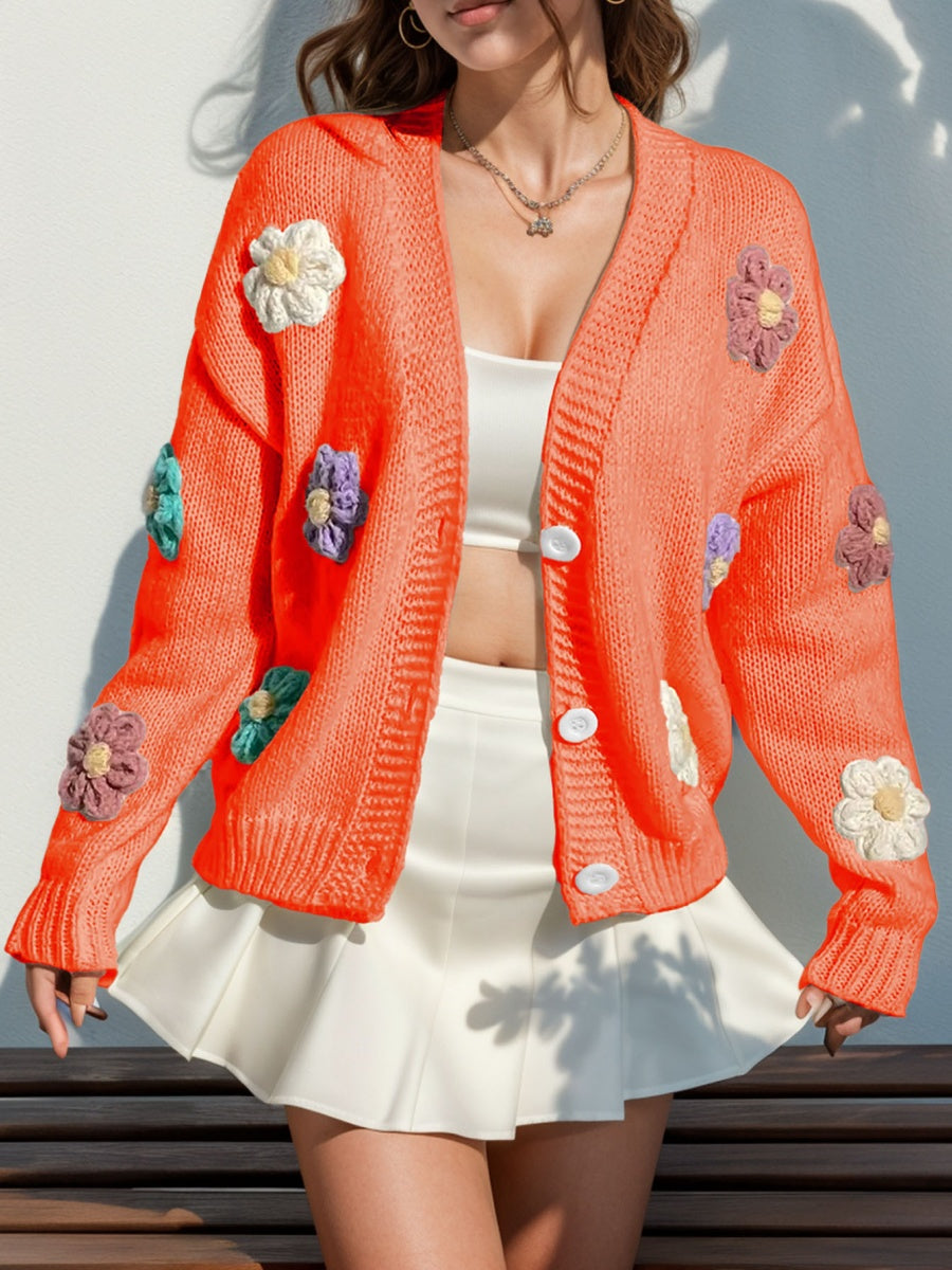 Macaron-colored 3D flowers Cardigans