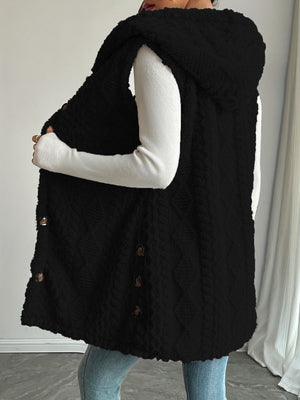 Solid Color Double-sided Plush Hooded Button Vests