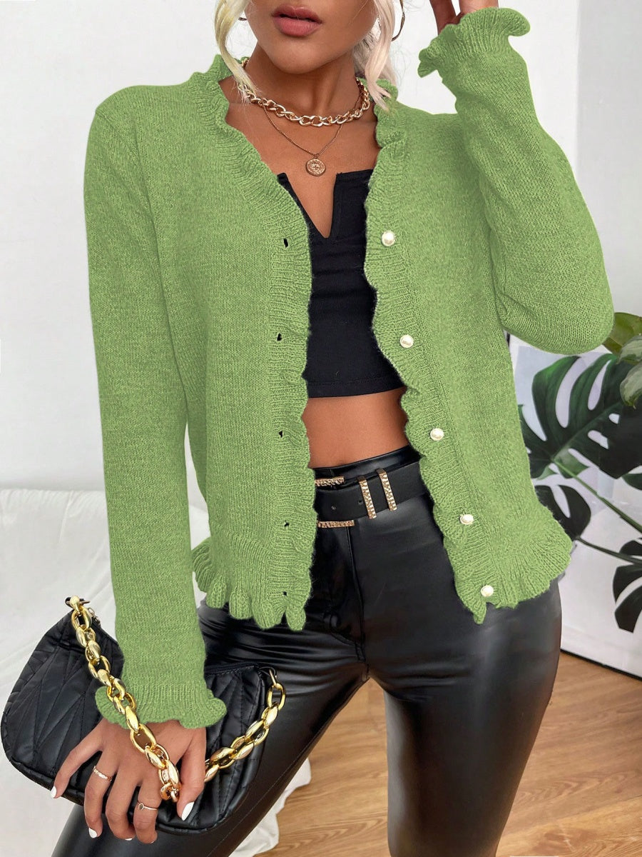 Wood ear Solid Color Cardigans