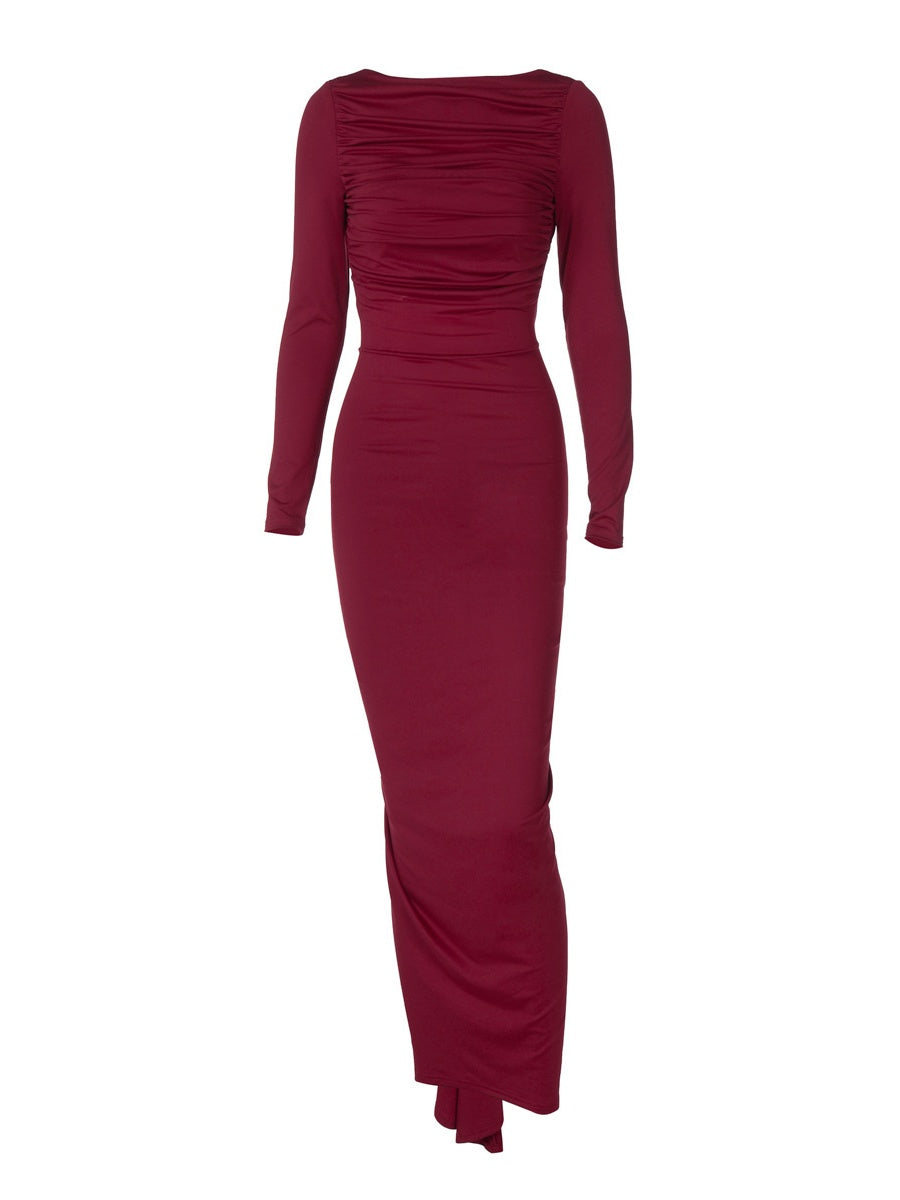 Liber Autumn Women's Backless Pleated Maxi Dresses