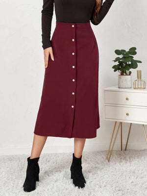 Corduroy Single-breasted High Waist Skirts