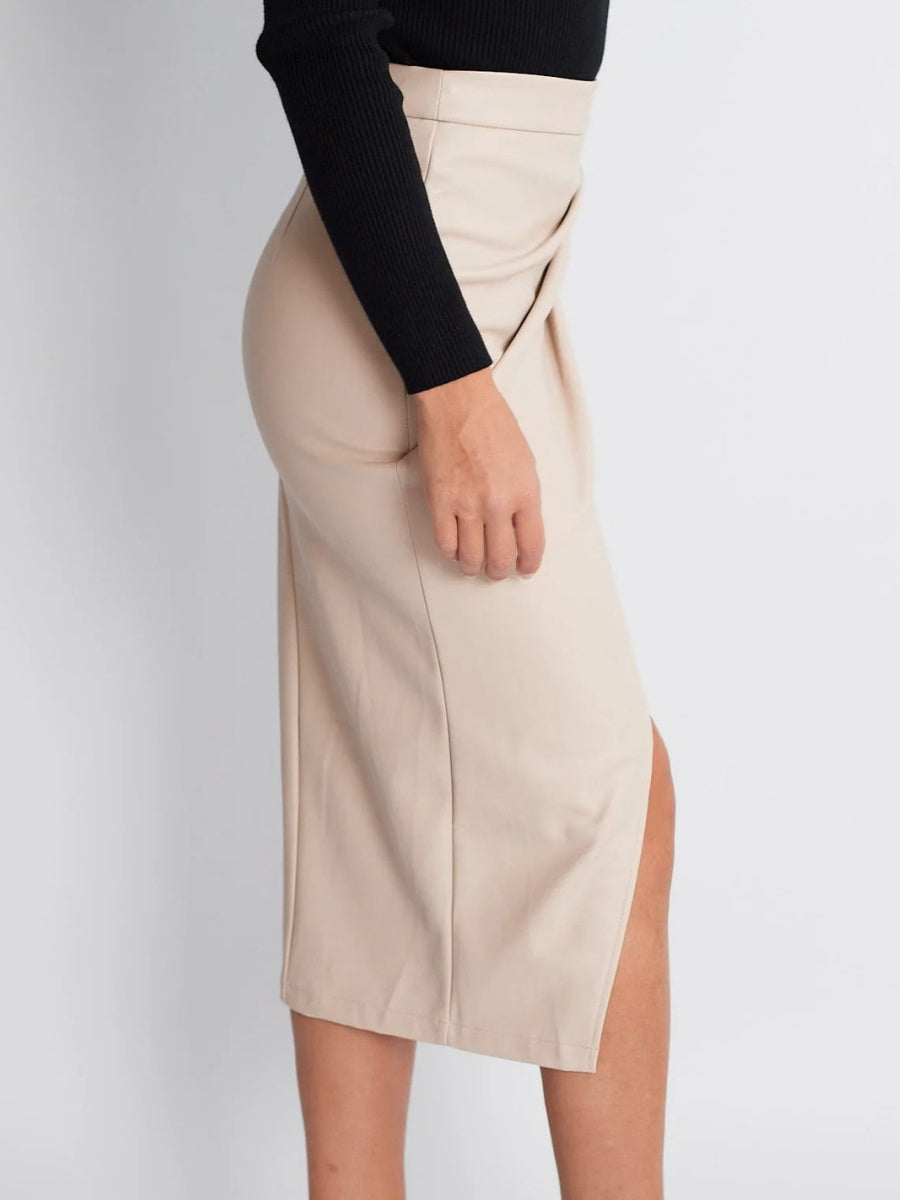 High Waist Zipper Pleats Hip Leather Skirts