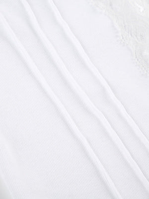 Deep V-neck Solid Color Lace Trim Split Camisole