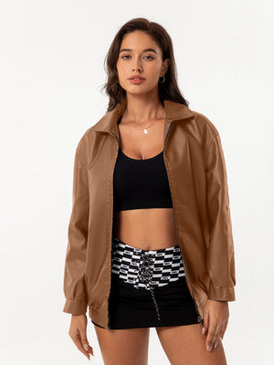 Street Cool Loose Pocket Leather Jacket