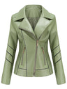 PU Leather Contrasting Colors Short Jacket