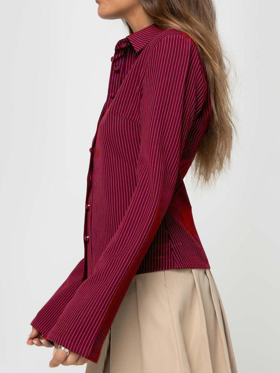 Long Sleeve Buttons Stripes Shirts