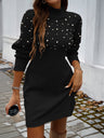 High-neck Bodycon Sweater Short Dress
