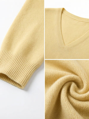 95% Wool & Cashmere Relaxed V-Neck Sweater