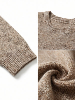 100% Wool Flecked Crew-Neck Sweater
