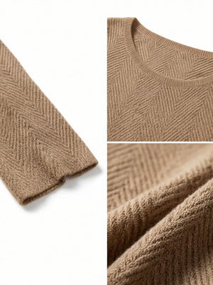 100% Wool Seamless Herringbone Knit Top