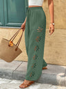 Minimalist Style Drawstring Hollow-out Solid Color Loose Wide-leg Trousers