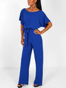Summer Button-up Tie-front Short-sleeved Jumpsuit