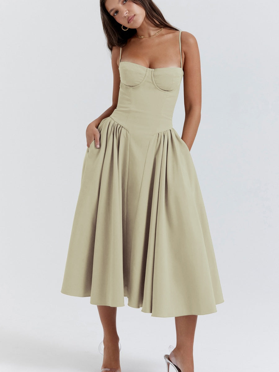 Camisoles Big Swing Solid Color Midi Dresses