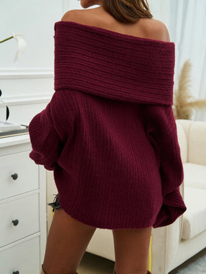 Off-shoulder Pit Strip Sweaters