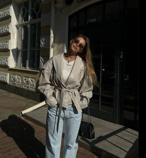 Lace-up Faux Leather Jacket