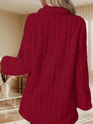 Twist Pattern Geometric Patterns Warm Blazer Collar Double-breasted Mid-length Jacket