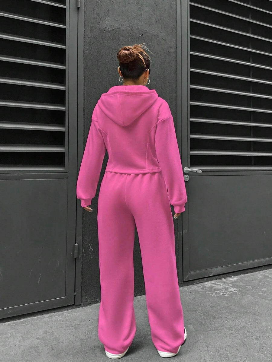 Sports And Leisure Zipper Hooded 2-piece Sets