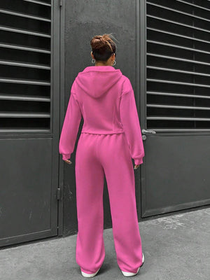 Sports And Leisure Zipper Hooded 2-piece Sets