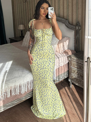 Floral Print Spaghetti Strap Maxi Dress