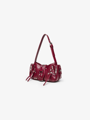 Stylish Leopard Print Edgy Biker Studded Shoulder Bag