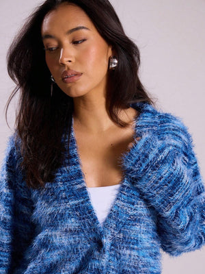 Fluffy Color matching Buttons Cardigans