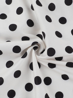 Polka Dot Fitted Ruched Skirt Midi Dress
