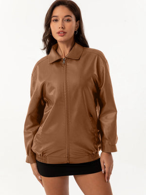 Street Cool Loose Pocket Leather Jacket