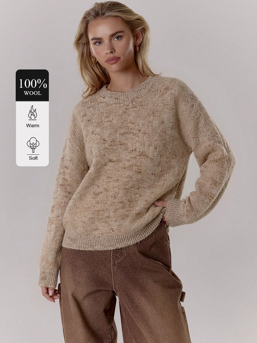 100% Wool Flecked Crew-Neck Sweater