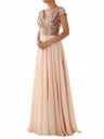 V-neck Sequins Spliced Long Dress