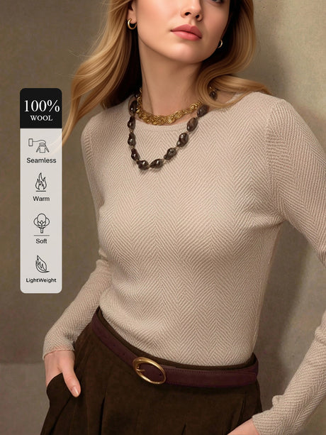 100% Wool Herringbone Pattern Base Sweater