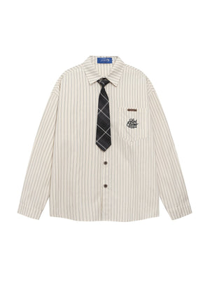 Liber Autumn Neutral wear Tie Stripes Shirts