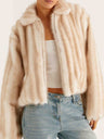 Faux Fur Collar Winter Warm Plush Jacket Long-sleeved Coat