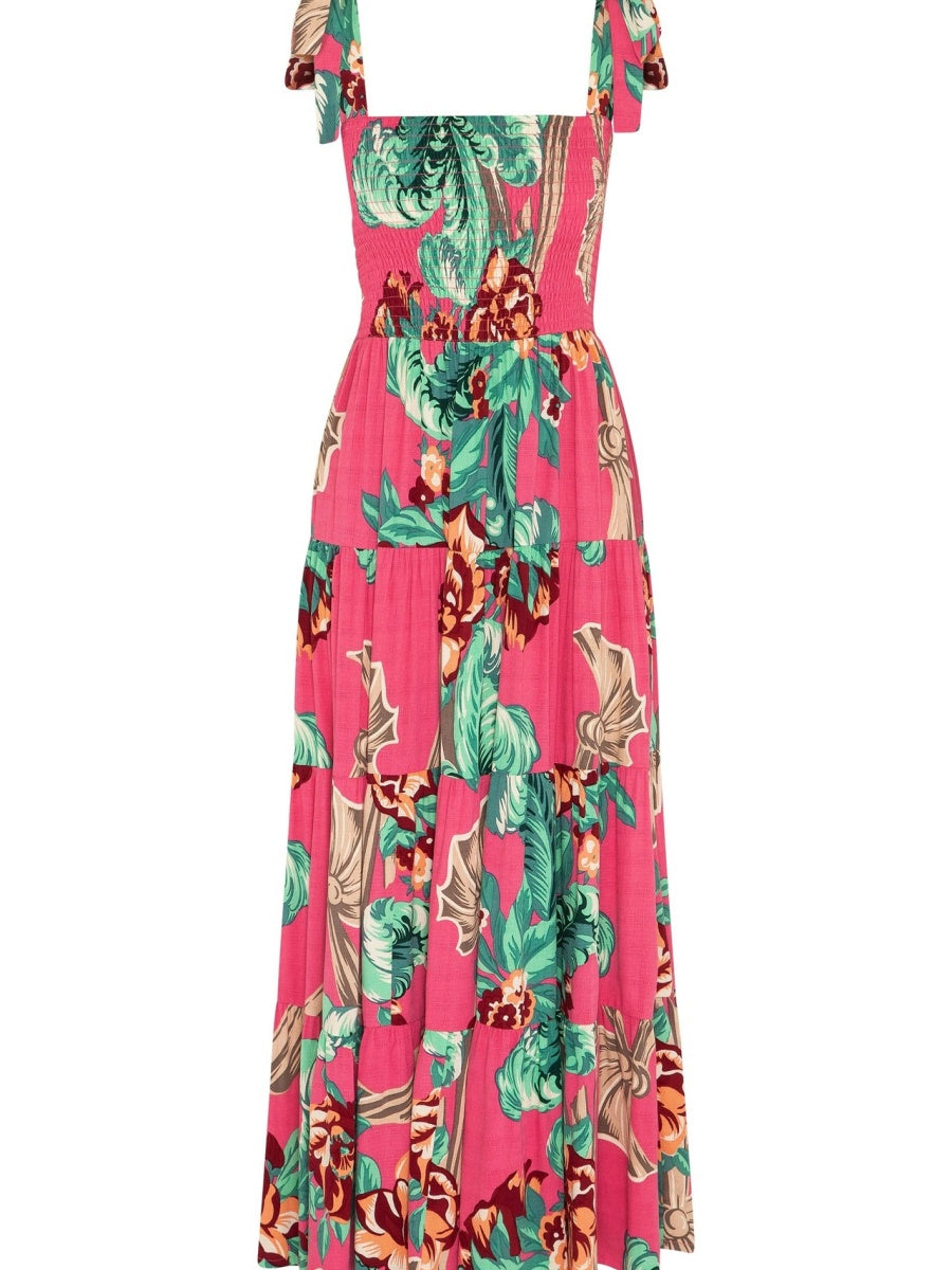Sleeveless Flowers Printed Long Dress