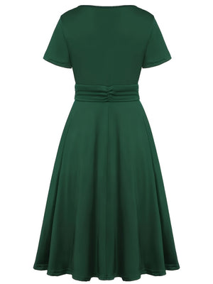Grace Asymmetrical Knitting Large Skirt V-neck Midi Dresses