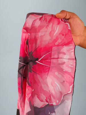 Large Floral Print Bikini Mesh Maxi Dress Three-piece Set