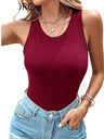With Bra Crew Neck Solid Color Tank Tops