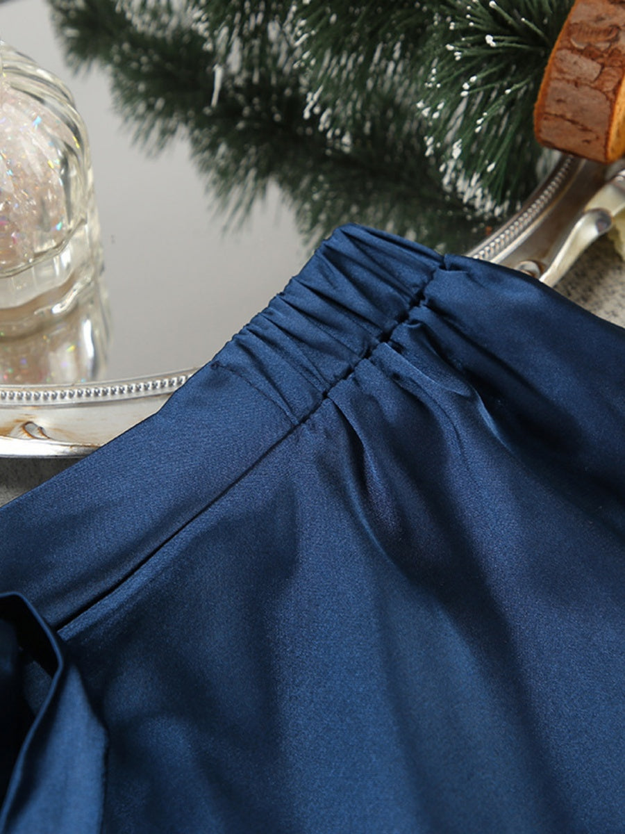 Satin Feather Three-piece Set Of Underwear, Shorts, And Bathrobe Sleepwear