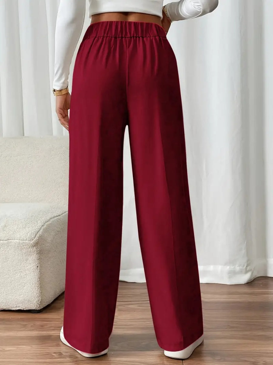 Casual High-waisted  Loose Straight leg Pocket Pants