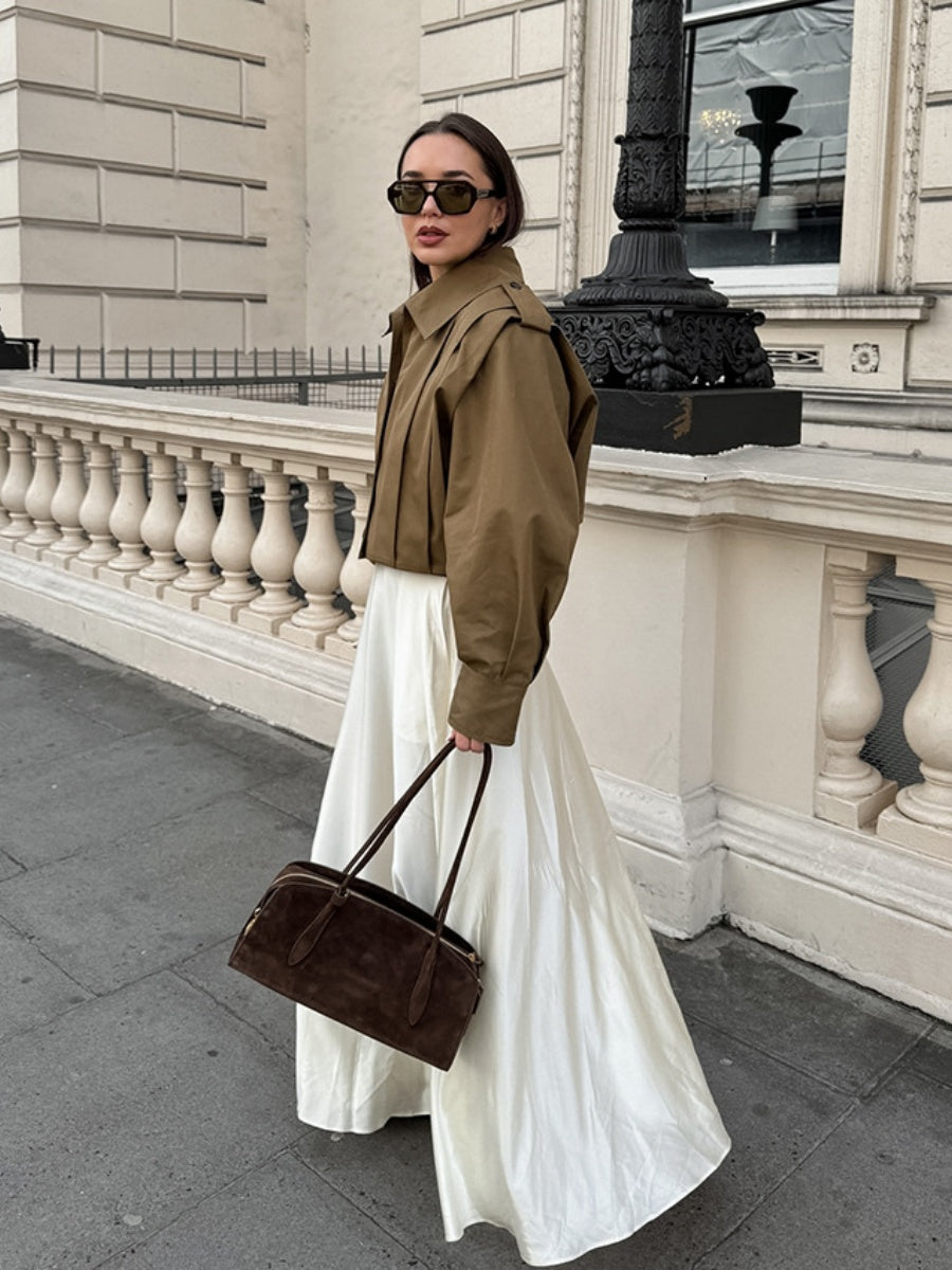 Liber Autumn Women's Buttons Solid Color Trench Coats