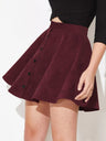 Solid Color Corduroy Single-breasted Buttons High Waist Skirts