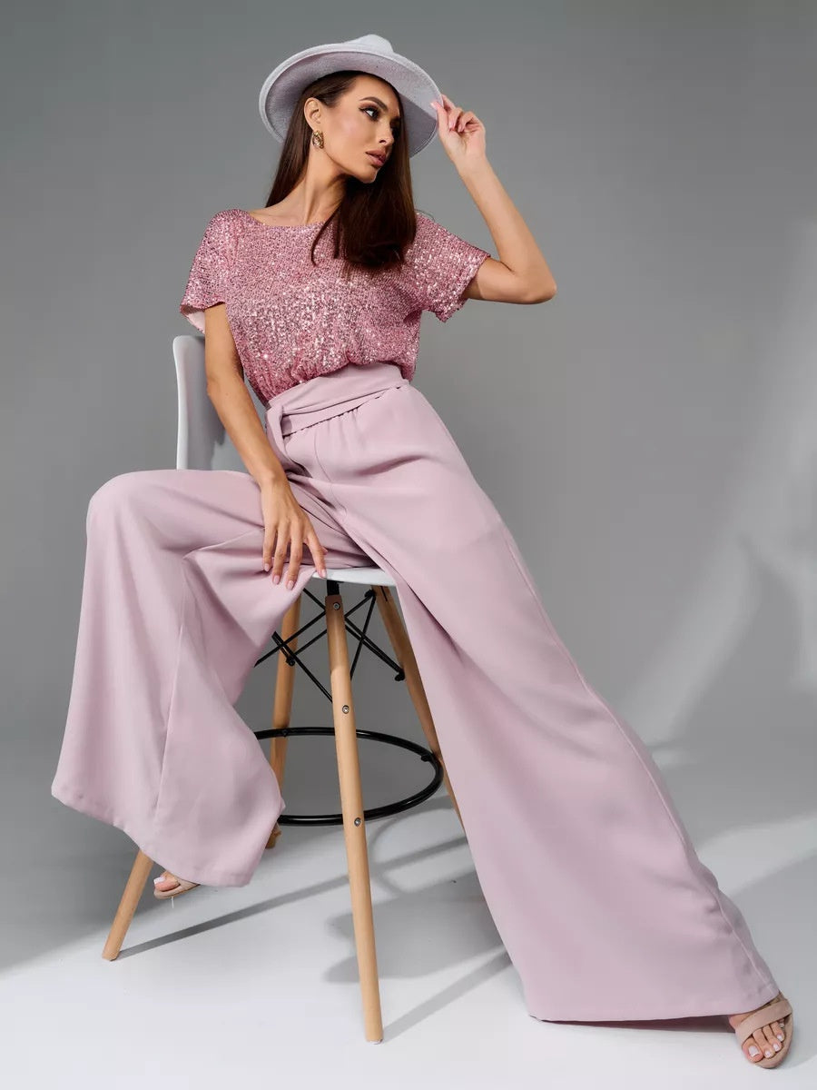 Sequins Short Sleeve Leisure Bodysuit