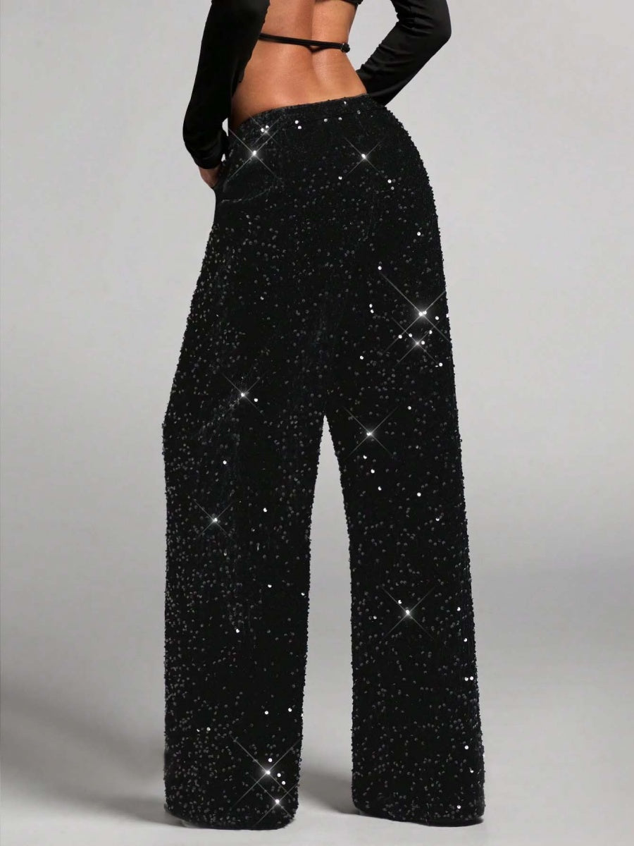 Drawstring Slimming Stretch Straight Leg Trousers