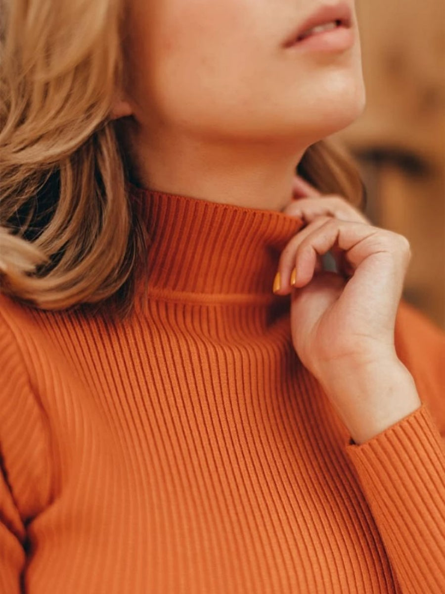 Half Turtleneck Solid Color Tights Versatile Sweaters