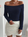 Off-the-shoulder Neckline Off-shoulder Short Knitted Sweater