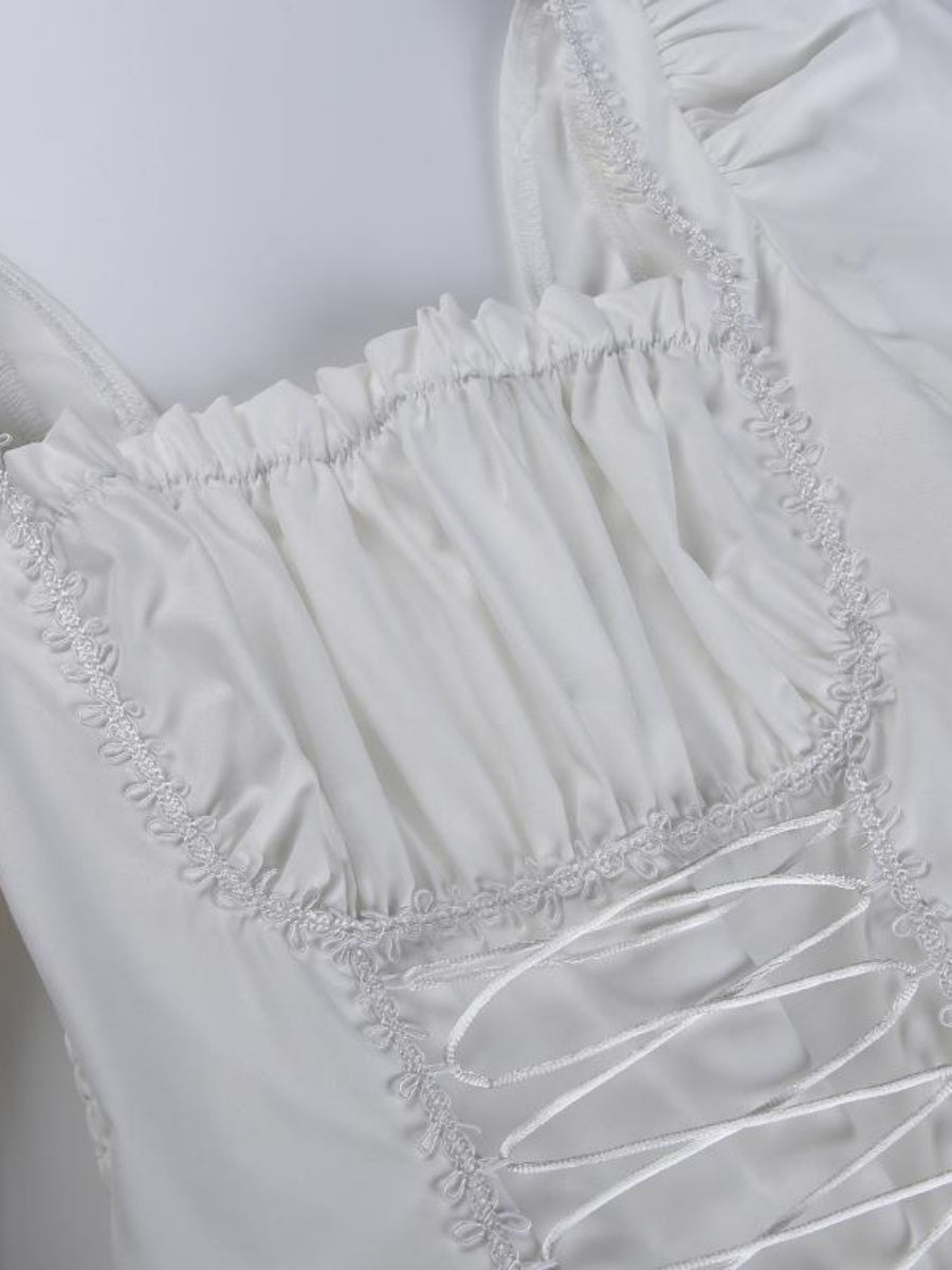 Halloween Lace Bandage Square Collar Mini&Short Dresses