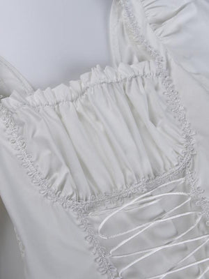 Halloween Lace Bandage Square Collar Mini&Short Dresses